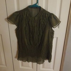 Green blouse with ruffles